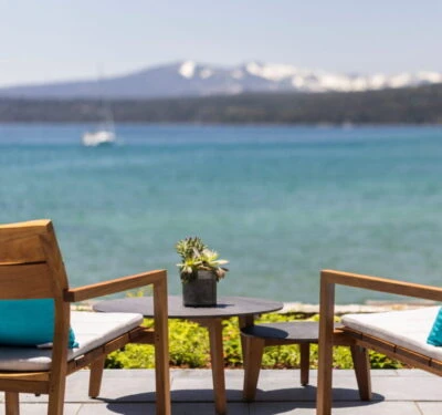 Two deck chairs at the Ritz Carlton Lake Tahoe