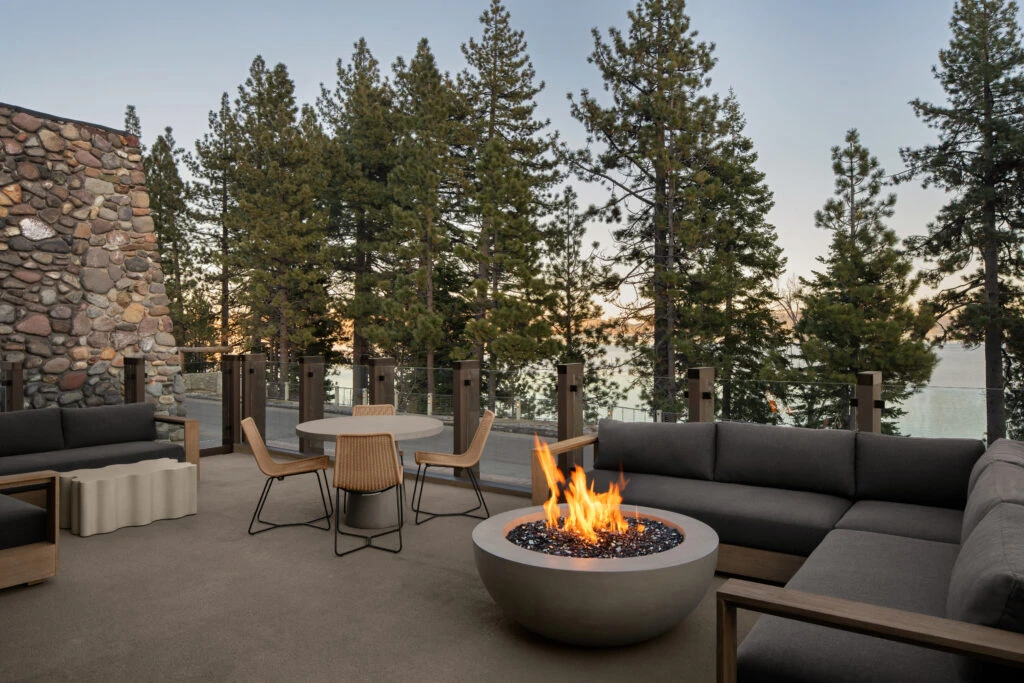 Lounging area with fire pit