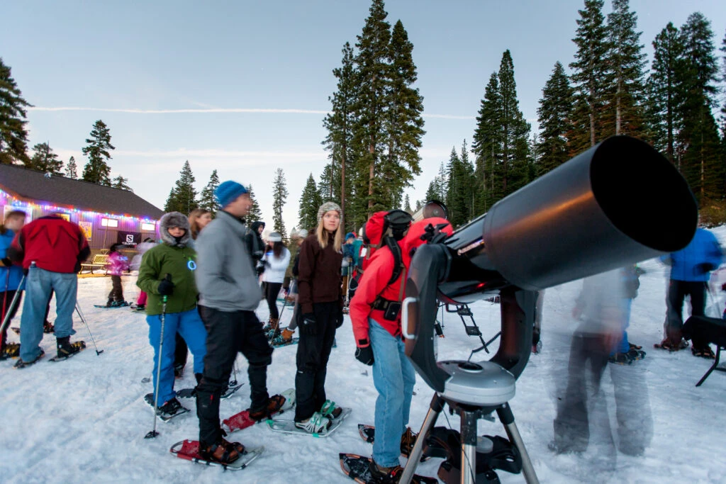 Group of people stargazing in North Lake Tahoe